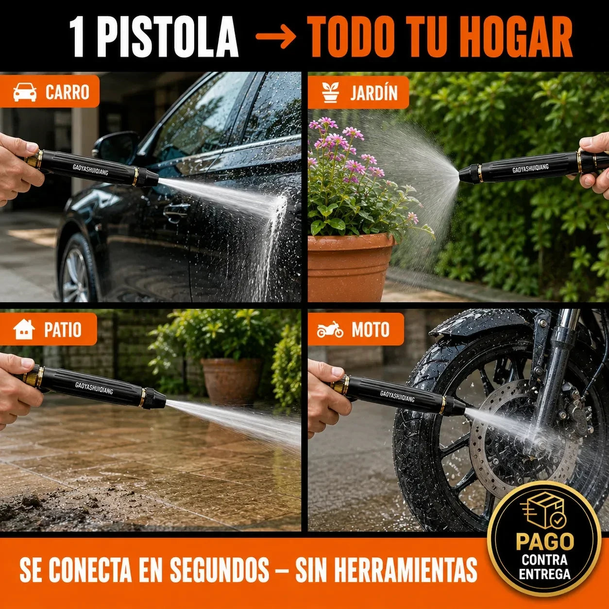 HydroBlast - Pistola de Alta Presión | Limpia Todo 10x Más Rápido Sin Esfuerzo