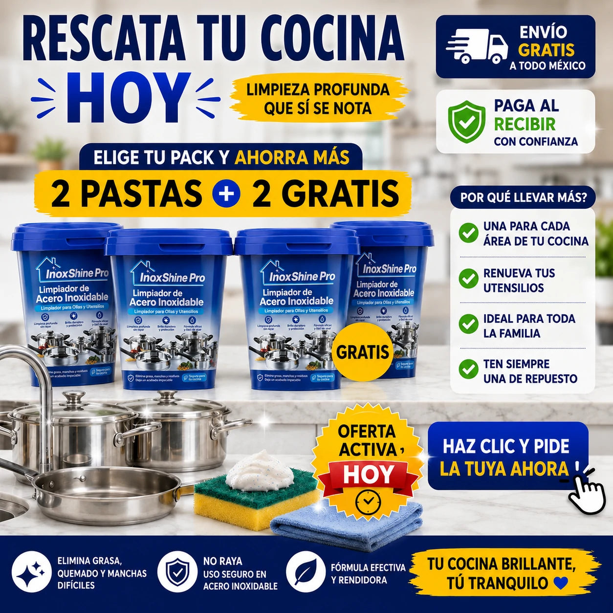 Pasta Limpiadora Ollas Acero Inoxidable - InoxShine PRO - ¡OFERTA 2x1!