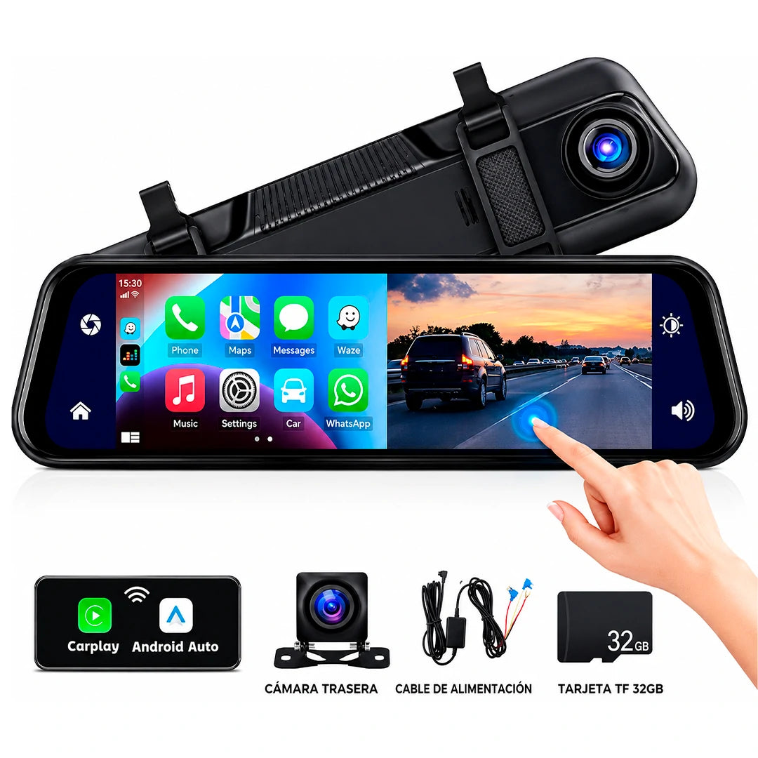 Espejo Retrovisor Cámara Delantera + Cámara Trasera | DriveVision 360