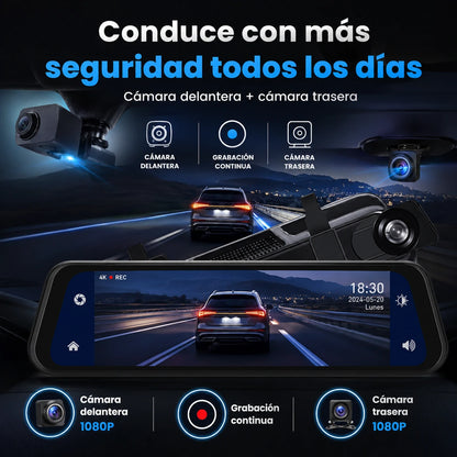 Espejo Retrovisor Cámara Delantera + Cámara Trasera | DriveVision 360