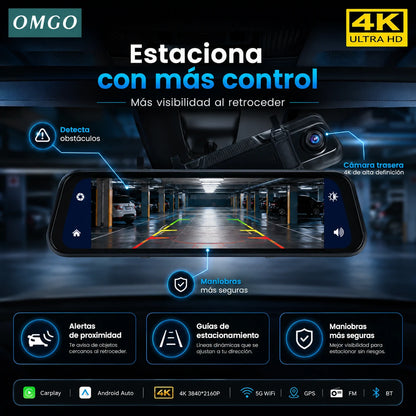 Espejo Retrovisor Cámara Delantera + Cámara Trasera | DriveVision 360