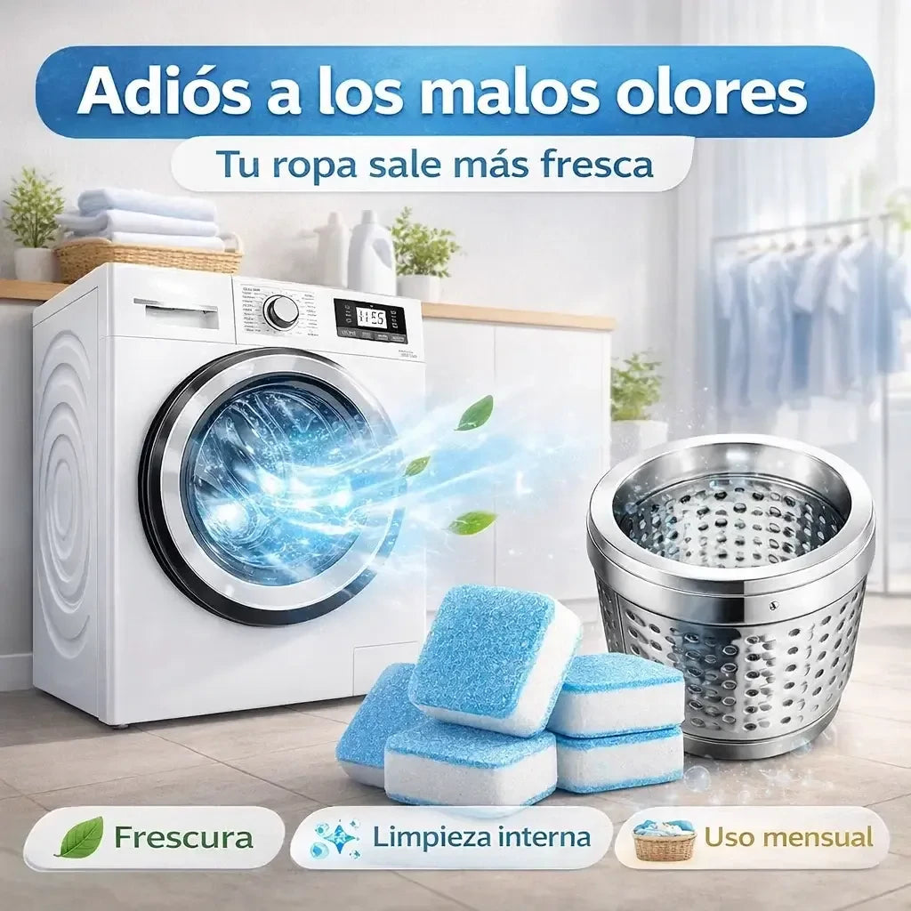 FreshWash 24 Pastillas Limpiadoras – Elimina Olores y Deja tu Lavadora Como Nueva