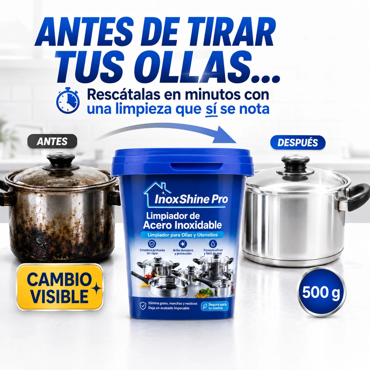 Pasta Limpiadora Ollas Acero Inoxidable - InoxShine PRO - ¡OFERTA 2x1!
