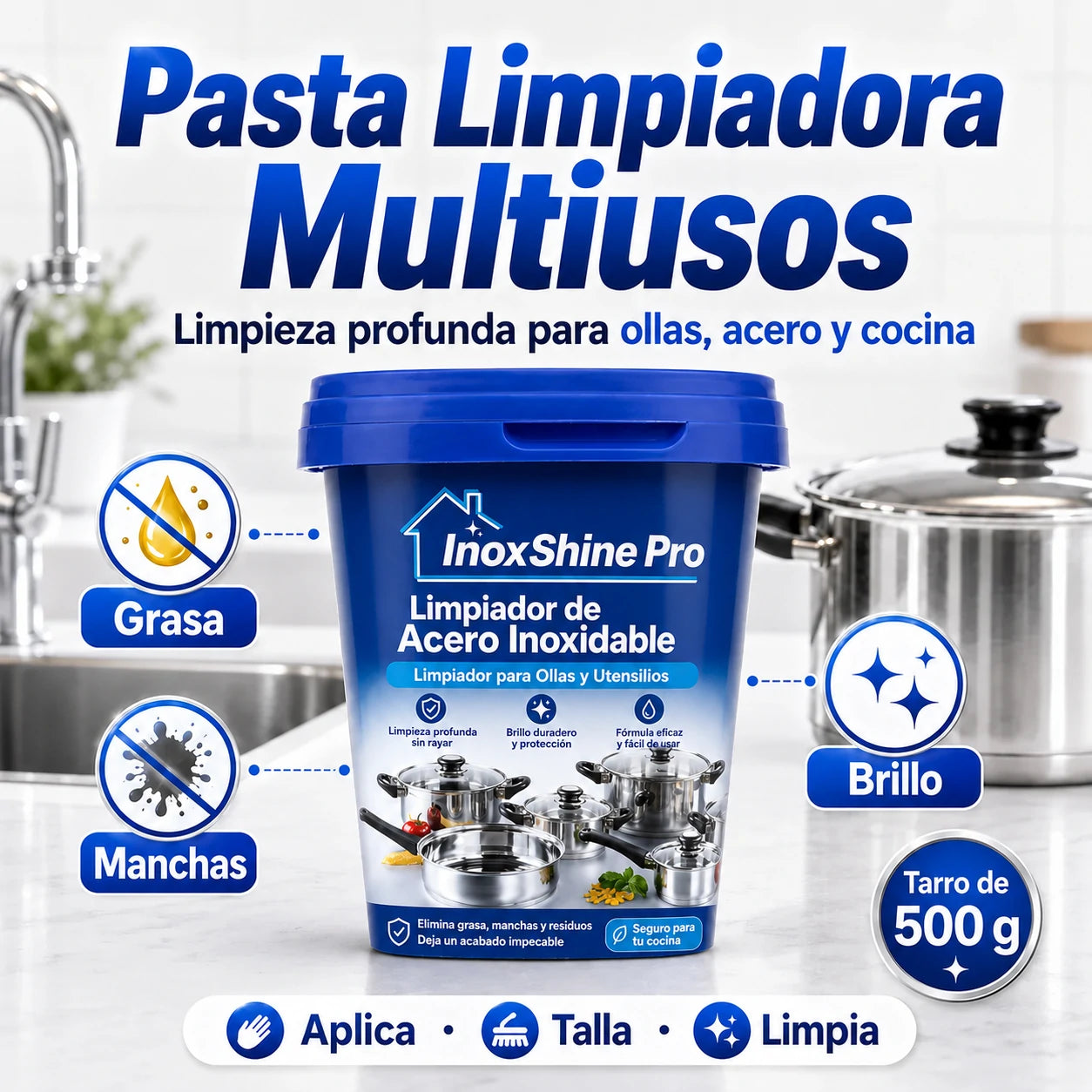 Pasta Limpiadora Ollas Acero Inoxidable - InoxShine PRO - ¡OFERTA 2x1!