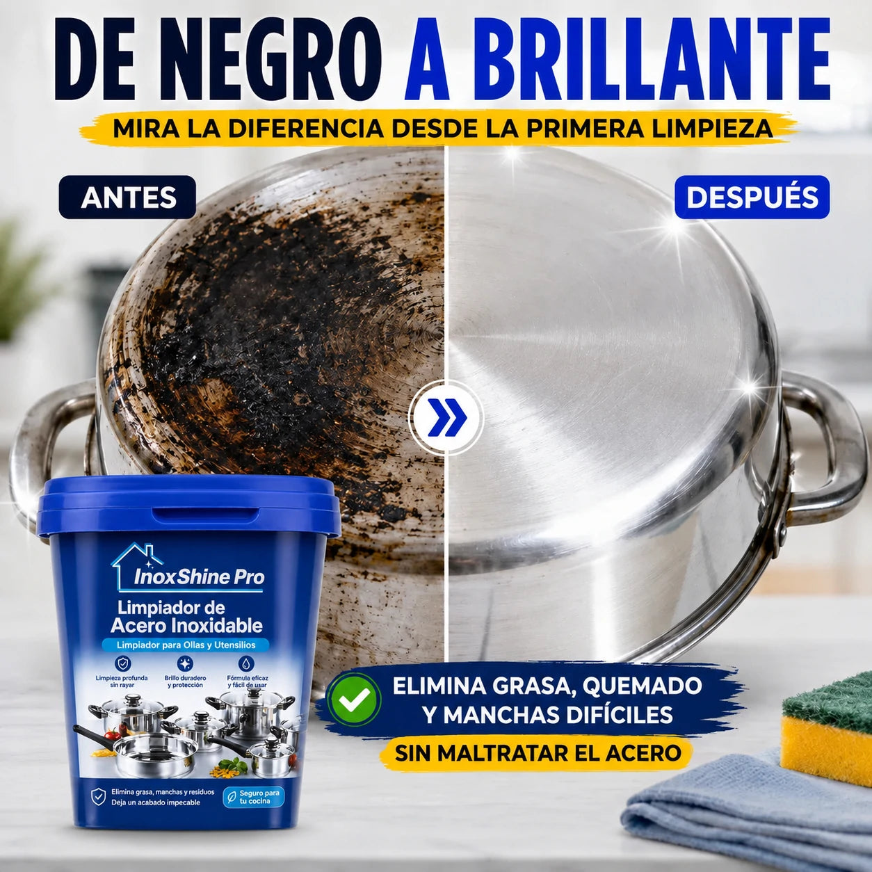 Pasta Limpiadora Ollas Acero Inoxidable - InoxShine PRO - ¡OFERTA 2x1!