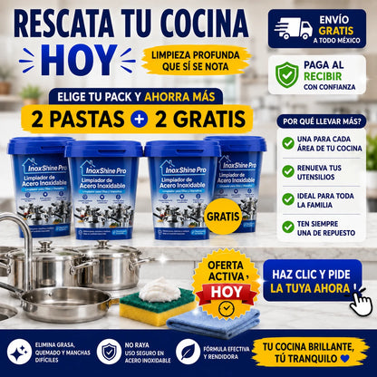 Pasta Limpiadora Ollas Acero Inoxidable - InoxShine PRO - ¡OFERTA 2x1!