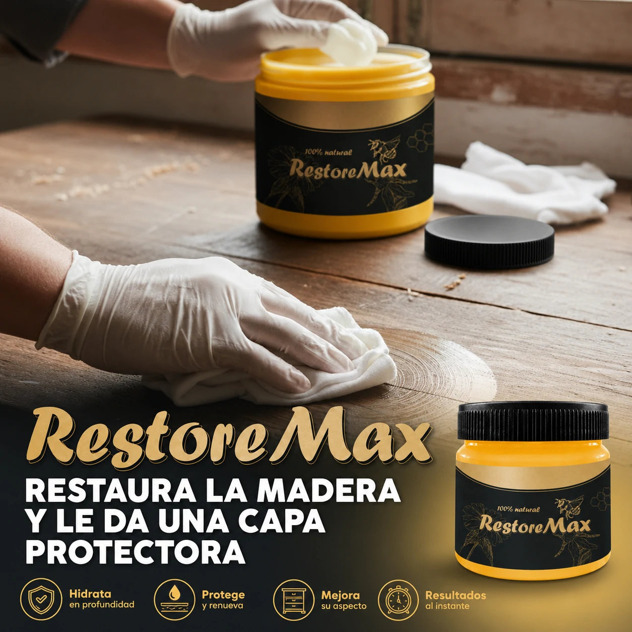 RestoreMax - Cera Renovadora de Madera | Recupera Brillo, Color y Protección