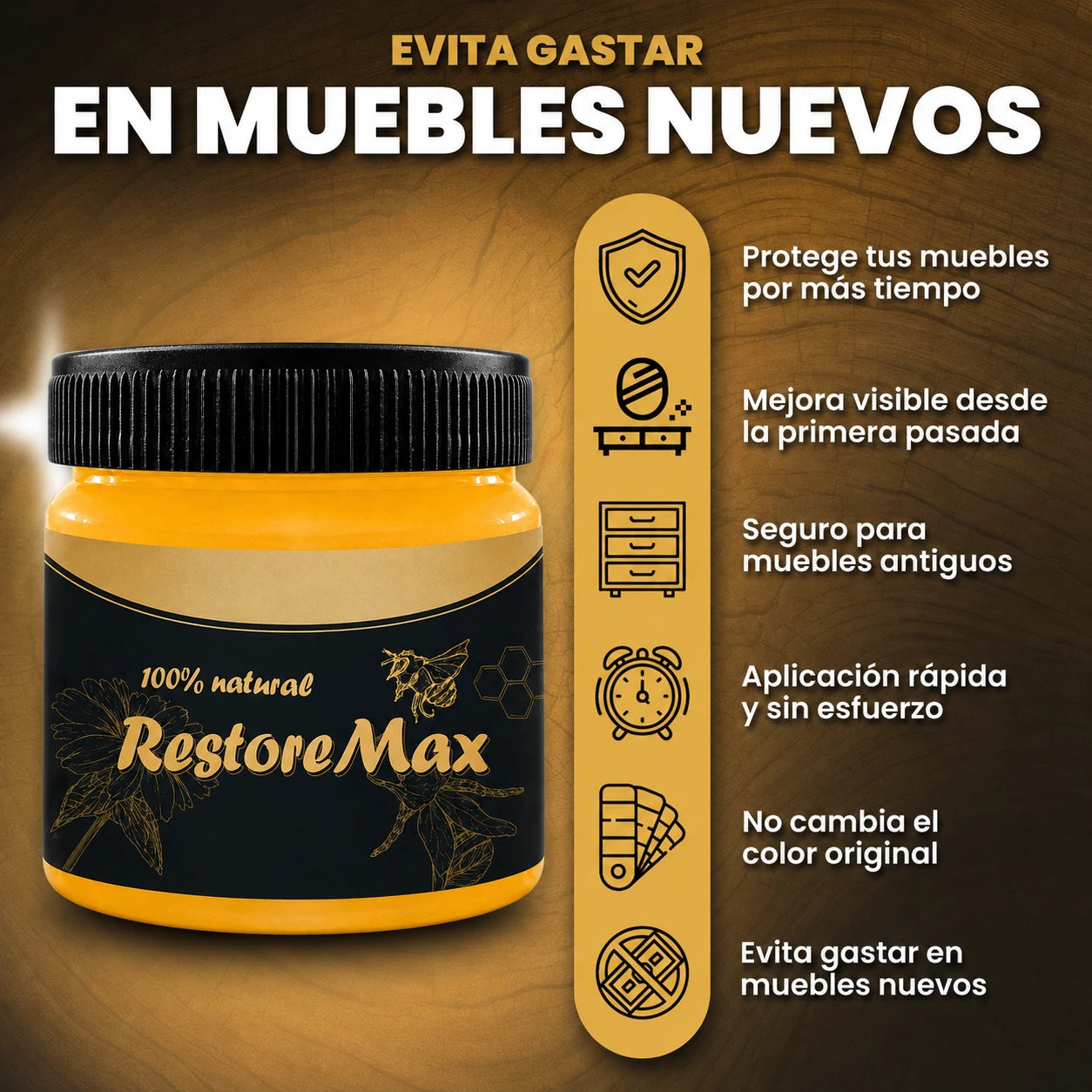 RestoreMax - Cera Renovadora de Madera | Recupera Brillo, Color y Protección