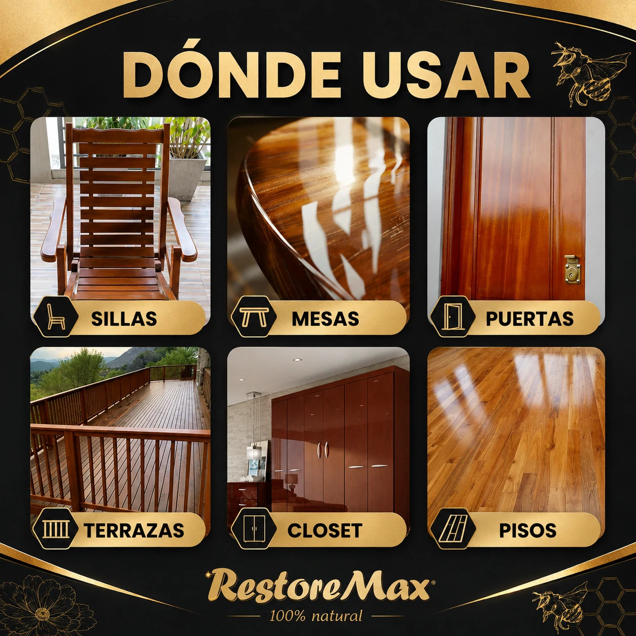 RestoreMax - Cera Renovadora de Madera | Recupera Brillo, Color y Protección