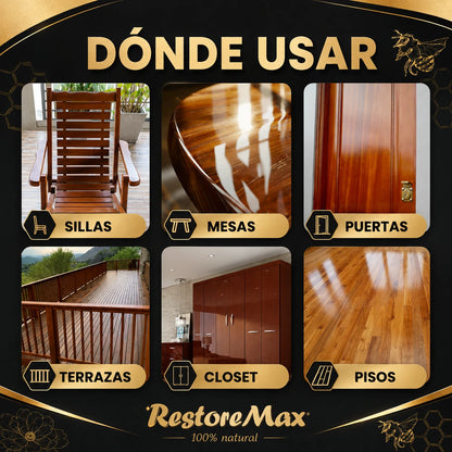 RestoreMax - Cera Renovadora de Madera | Recupera Brillo, Color y Protección