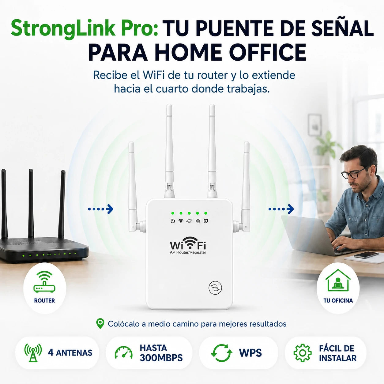 Repetidor WiFi de Alta Cobertura | Conexión en Todos los Espacios de tu Hogar