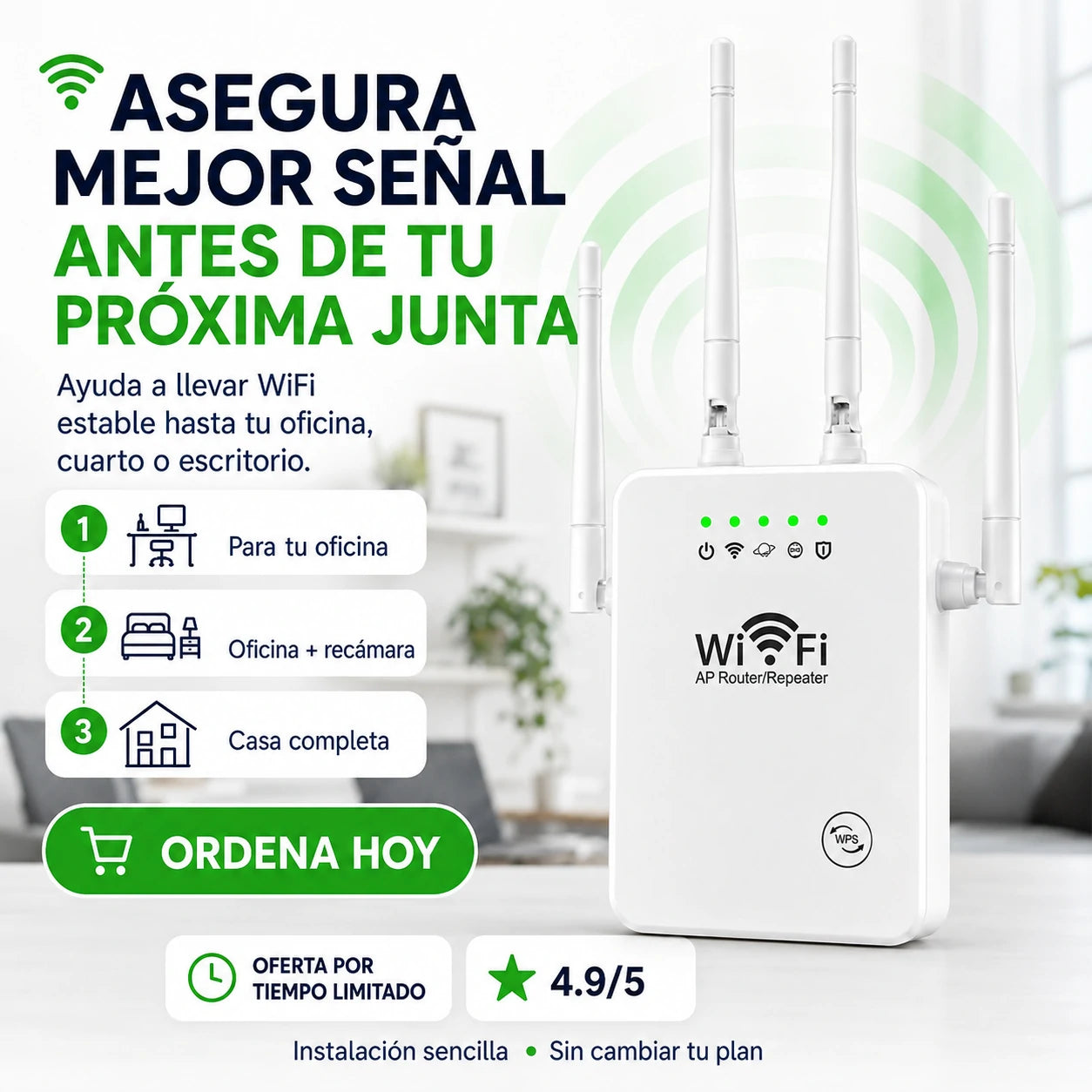 Repetidor WiFi de Alta Cobertura | Conexión en Todos los Espacios de tu Hogar